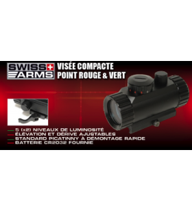 Swiss Arms Red Dot 30mm QD Rét: Rouge/Vert + Protection