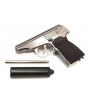 WE Makarov Silver + Silencieux Gaz Métal 16BBs 0.8&1.2J