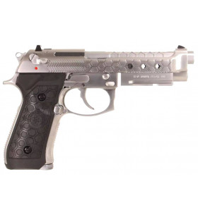 WE M9A1 Hex Cut Silver Gaz Semi et Full Auto 25BBs 1J