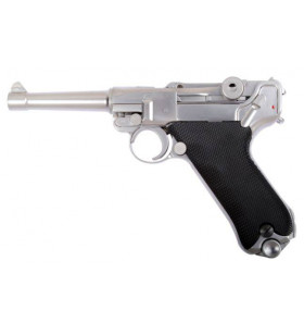 WE P08 Luger Small Silver Gaz Métal 15BBs