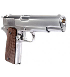 WE 1911 Chromé Grip Brown Gaz 15BBs 1J