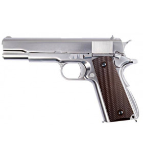 WE 1911 Chromé Grip Brown Gaz 15BBs 1J