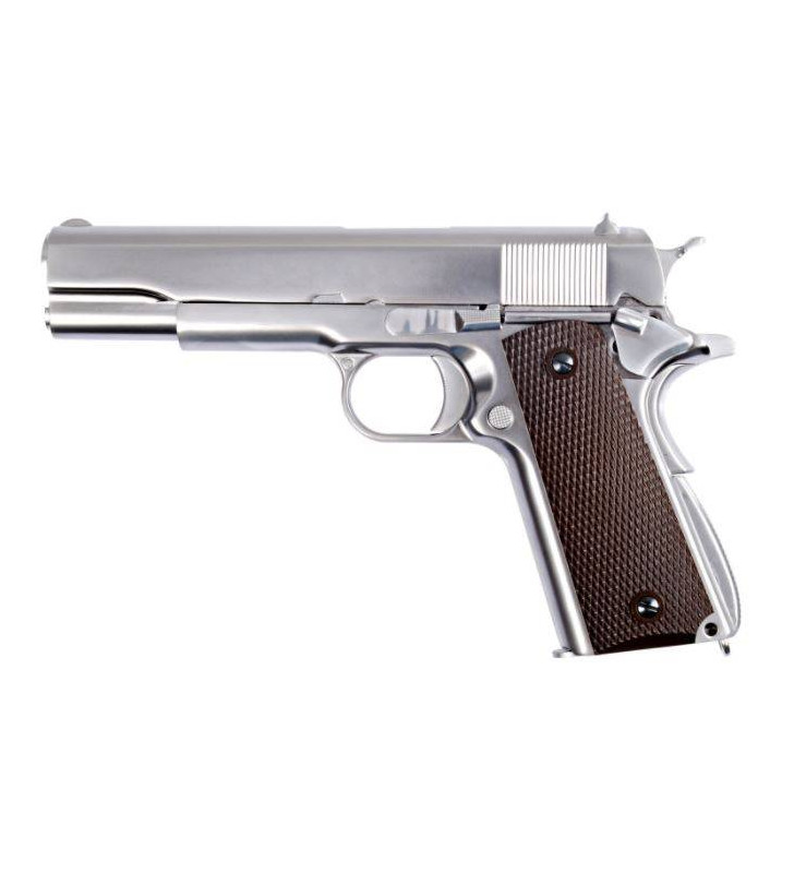 WE 1911 Chromé Grip Brown Gaz 15BBs 1J