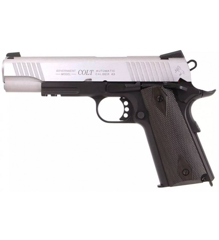 KWC Colt 1911 Co2 Rail Gun Bicolore Silver 17BBS 0.9J