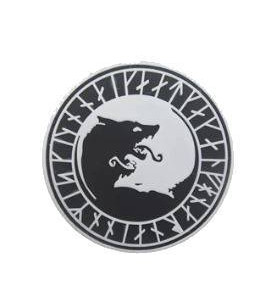 Patch PVC Fenrir Viking White Glow Dark /Black 80mm