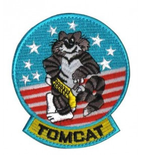 Patch Brodé TOPGUN TOMCAT 80mm Rouge/Bleu/Blanc