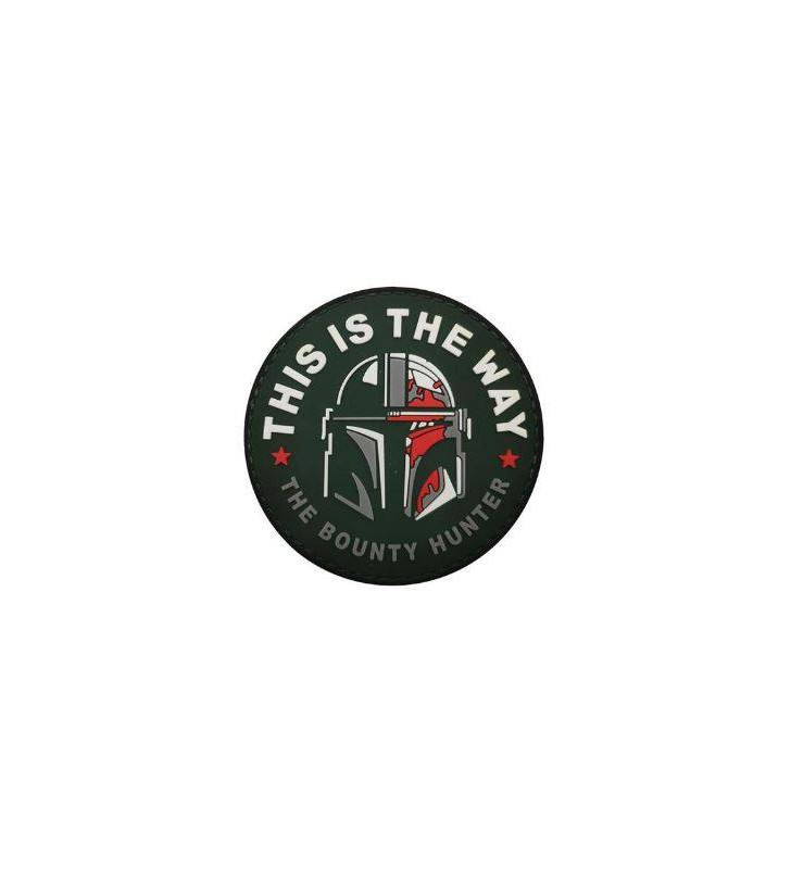 Patch PVC 3D Mandalorian This is the way/Hunter 80mm OD/Blanc/Rouge