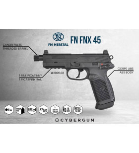 FN FNX-45 Gaz Tactical Noir Métal 25BBs 1J