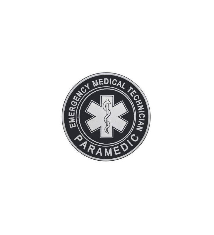 ACM Patch PVC 3D - Paramedic Rond Noir/Blanc