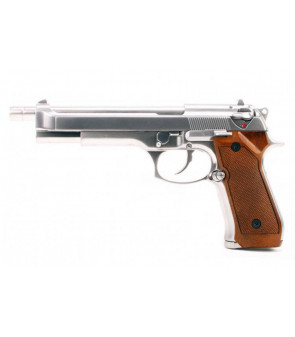 WE M92 Long Gaz Silver/Brown 25BBs 1J