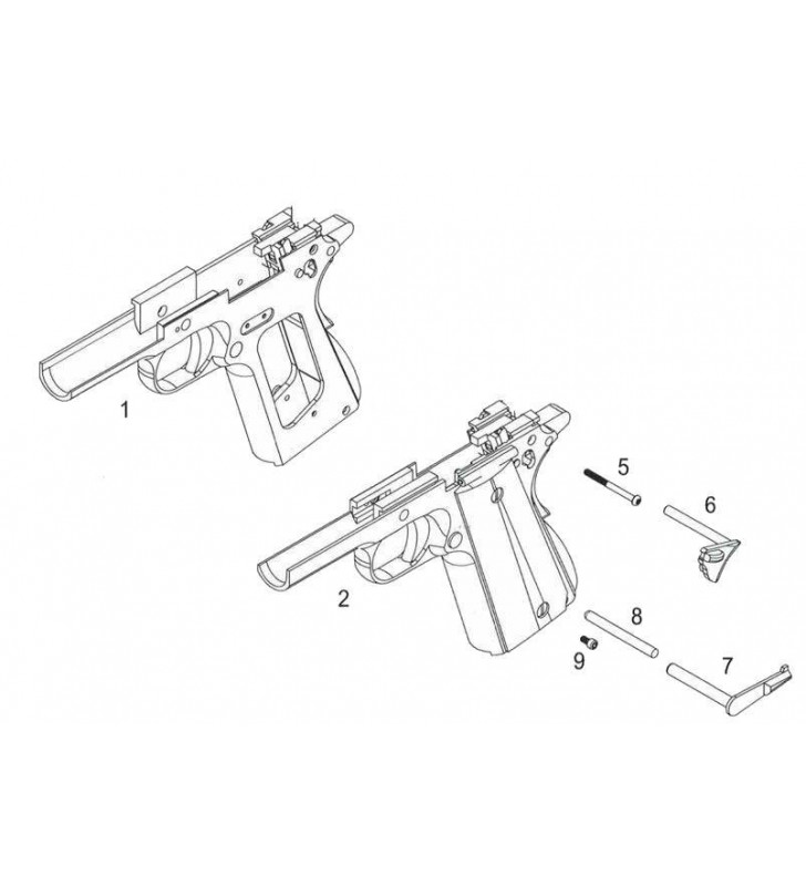 WE Kit x2 Frame G/D 1911 Double Barrel GBB Silver