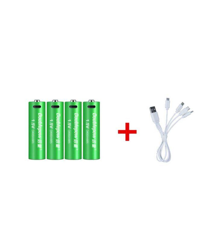 ACM 4 Piles AA 1.5V 3400Mah Lithium Rechargeable + Cable USB