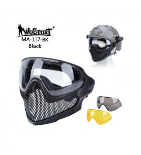 WoSport Pilot Mask (Steel mesh version) - Black