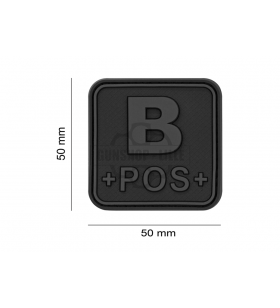 JTG Bloodtype Square Rubber Patch B Pos Black