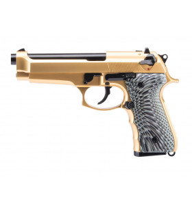 WE M9 Eagle V2 Gold Semi et Full Auto Gaz 25BBs 1J (MO17)