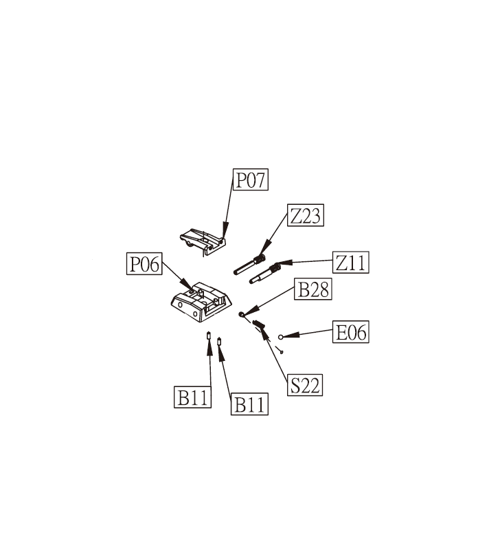 KWC Rear Sight ABS Taurus 24/7 G2 GBB Co2 Origine Part-P06