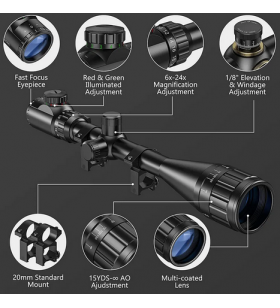 ACM Lunette 6-24x50mm AOEG Rét:Rouge/Vert