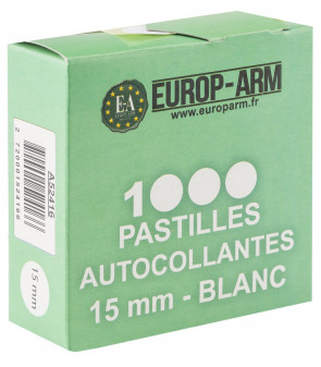 Europ-Arm 1000 Pastilles Autocollantes 15mm Blanc