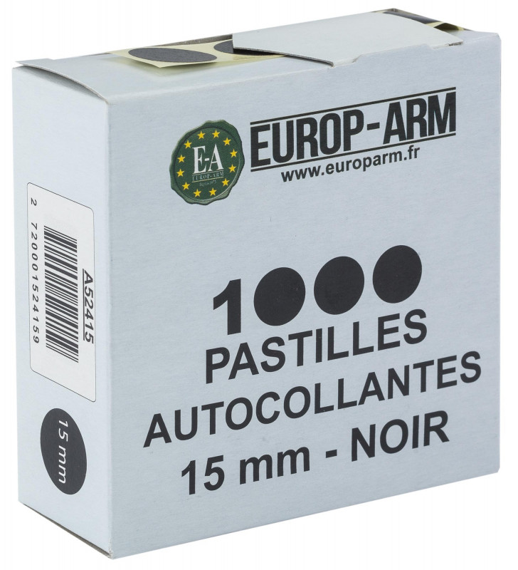 Europ-Arm 1000 Pastilles Autocollantes 15mm Noir