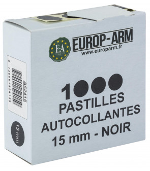 Europ-Arm 1000 Pastilles Autocollantes 15mm Noir