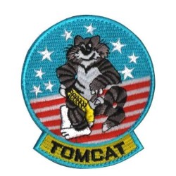 Patch Brodé Thermocollant TOPGUN TOMCAT 80mm Rouge/Bleu/Blanc