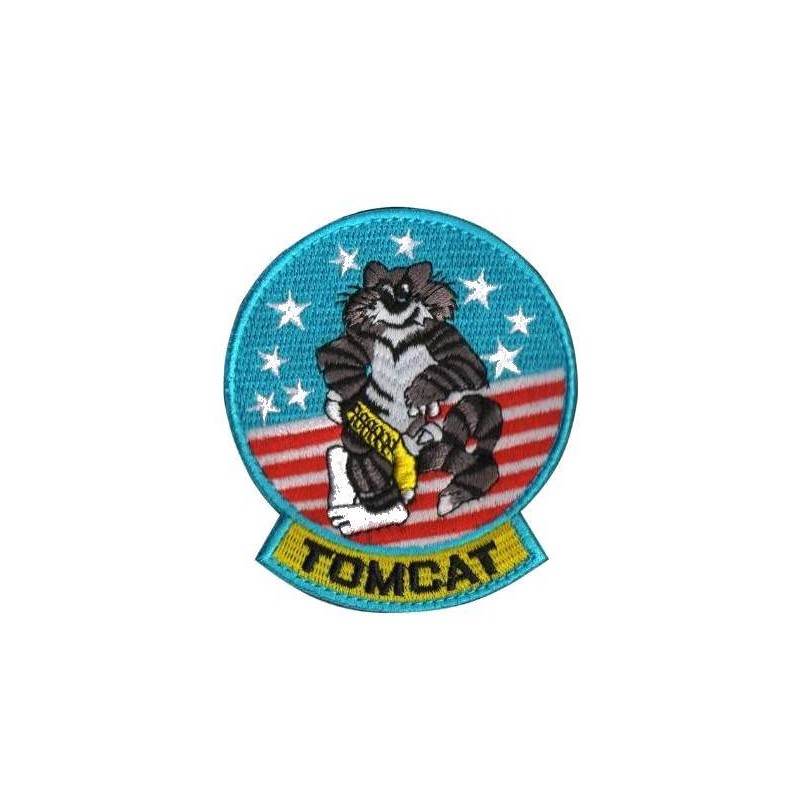 Patch Brodé Thermocollant TOPGUN TOMCAT 80mm Rouge/Bleu/Blanc