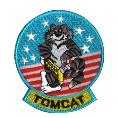 Patch Brodé Thermocollant TOPGUN TOMCAT 80mm Rouge/Bleu/Blanc