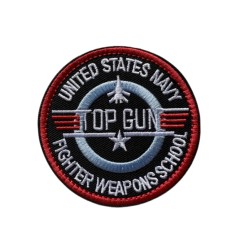 Patch Brodé Thermocollant TOPGUN United States Navy 80mm Rouge/Bleu/Blanc