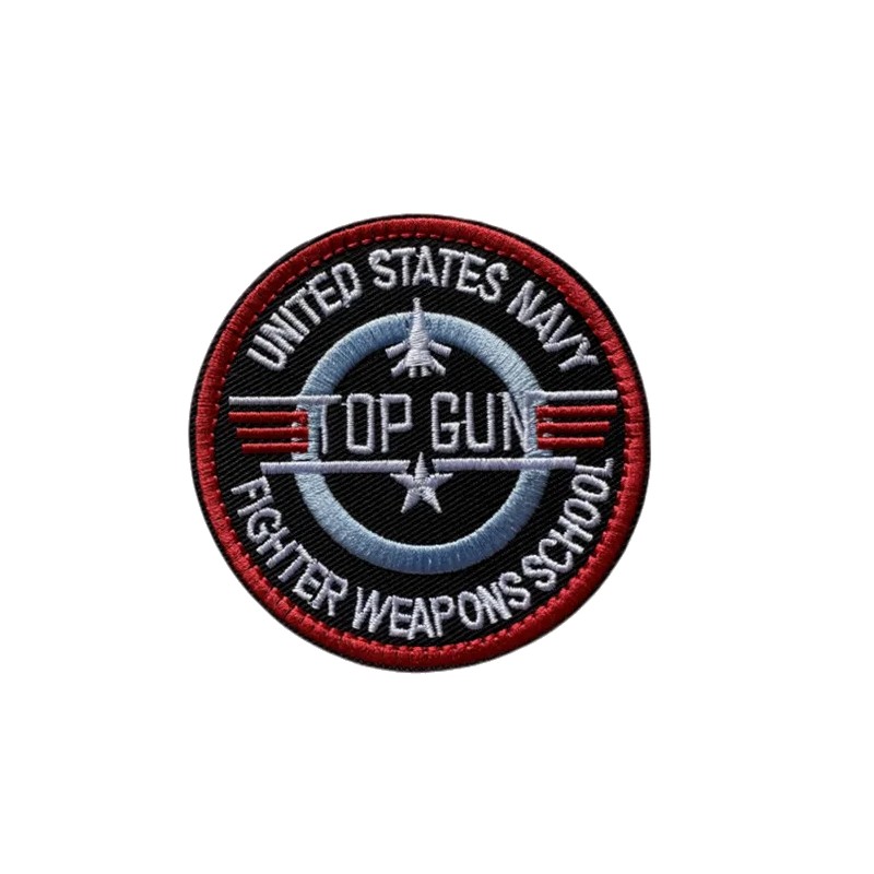 Patch Brodé Thermocollant TOPGUN United States Navy 80mm Rouge/Bleu/Blanc