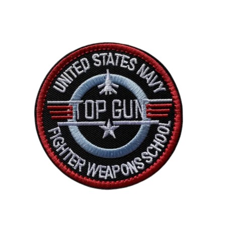 Patch Brodé Thermocollant TOPGUN United States Navy 80mm Rouge/Bleu/Blanc