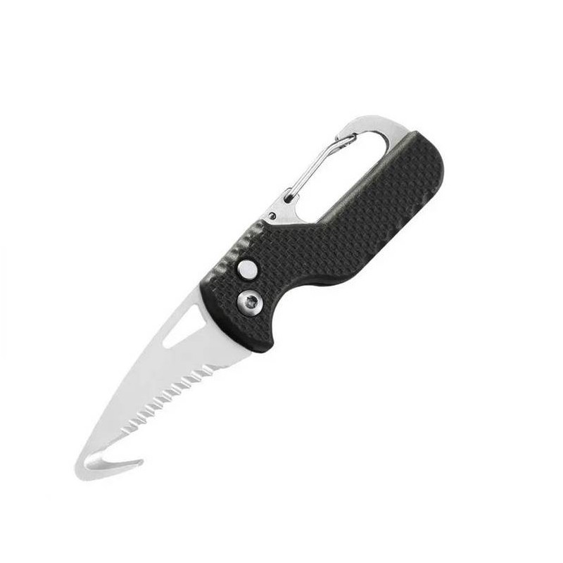 ACM Porte Clés - Mousqueton - Couteau Pliant Lame 5cm Black/Silver