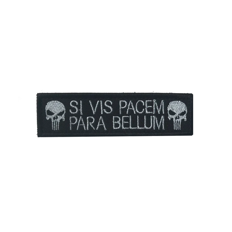 ACM Patch Brodé Punisher Si Vis Pacem Para Bellum Noir/Blanc 95x25mm