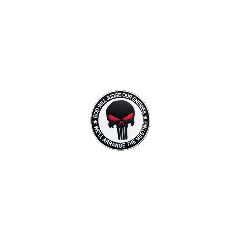 ACM Patch PVC Punisher God Will Judge our Enemies Bk/White 80mm