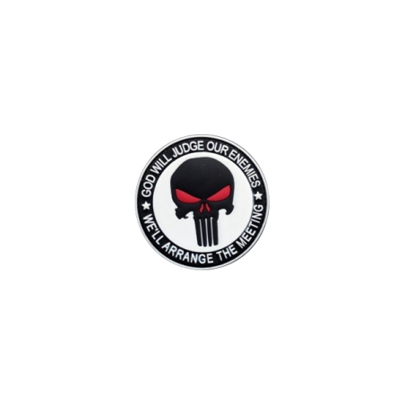 ACM Patch PVC Punisher God Will Judge our Enemies Bk/White 80mm