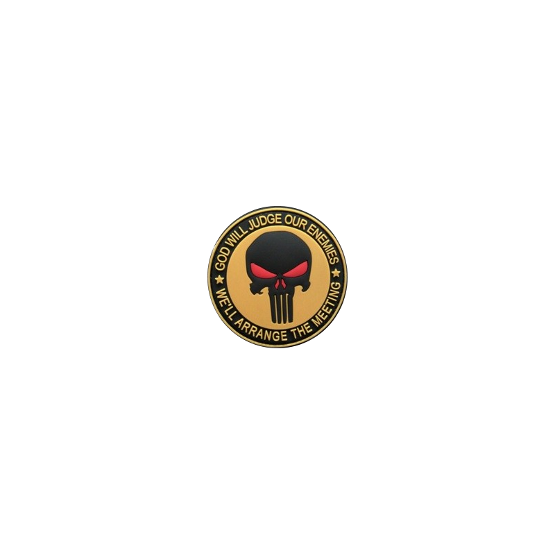 ACM Patch PVC Punisher God Will Judge our Enemies Bk/Tan 80mm