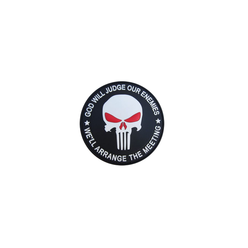 ACM Patch PVC Punisher God Will Judge our Enemies Wh/Bk 100mm