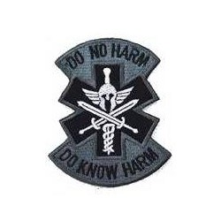 ACM Patch Brodé Do No Harm/Do Know Harm Gris/Noir 100x70mm