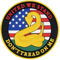 ACM Patch PVC United We Stand/Don't Tread On Me Jaune/Noir 80mm