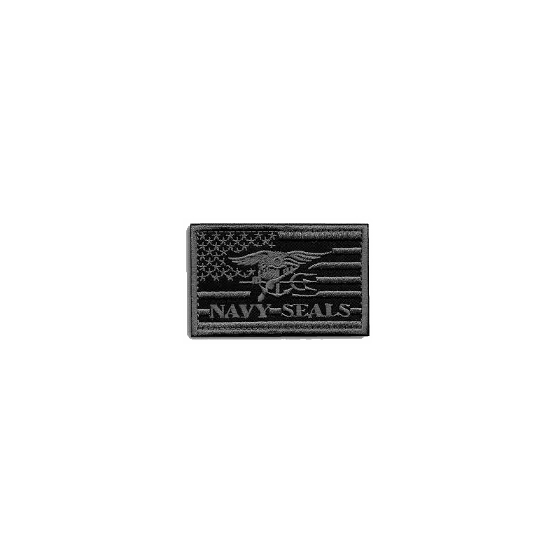 ACM Patch Brodé Navy Seal Drapeau US Gris/Noir 80x50mm