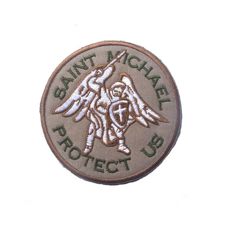 ACM Patch Brodé Saint Michael Protect Us Tan/OD 80mm