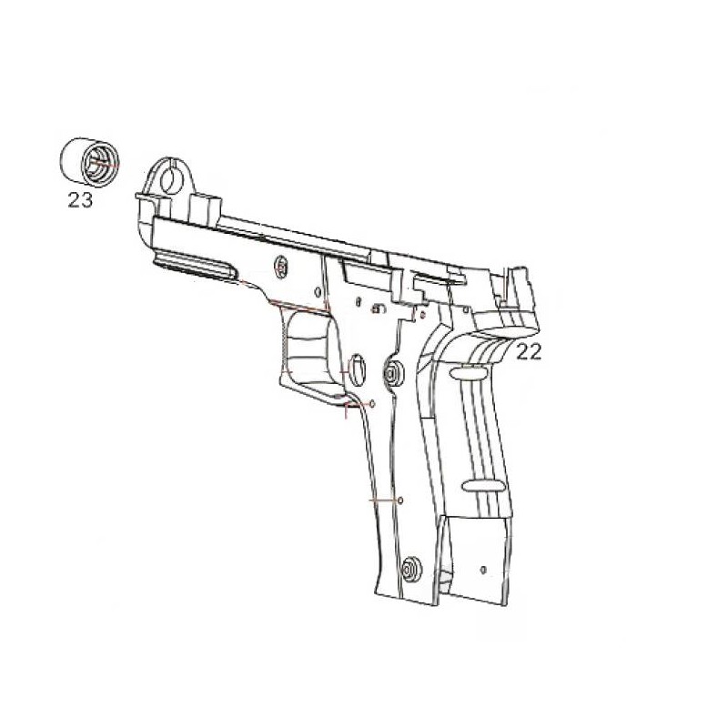 Cyma Gun Body Bk CM.122 Sig P226 Part:22&23 AEP Origine (Reconditionné)