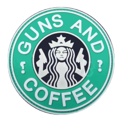 ACM Patch PVC 3D - Guns and Coffee Rond Vert/Blanc 80mm