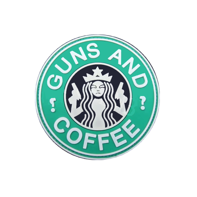 ACM Patch PVC 3D - Guns and Coffee Rond Vert/Blanc 80mm