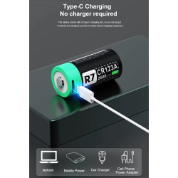 ACM CR123A R7 3.7V 2600Mah Rechargeable USB-C