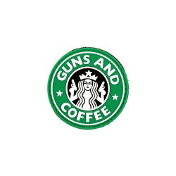 ACM Patch PVC 3D - Guns and Coffee Rond Vert/Blanc 60mm