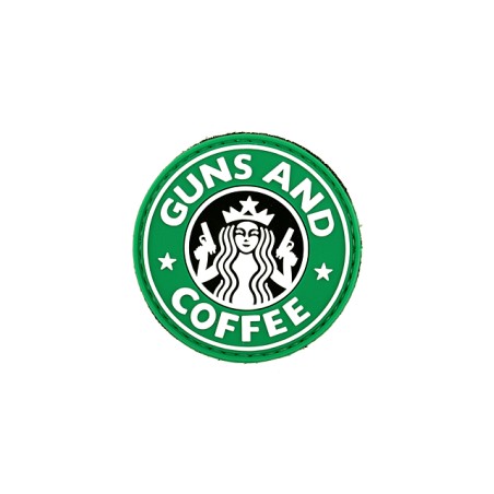 ACM Patch PVC 3D - Guns and Coffee Rond Vert/Blanc 60mm