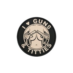 ACM Patch PVC 3D - Guns & Titties Rond Noir/Beige 60mm