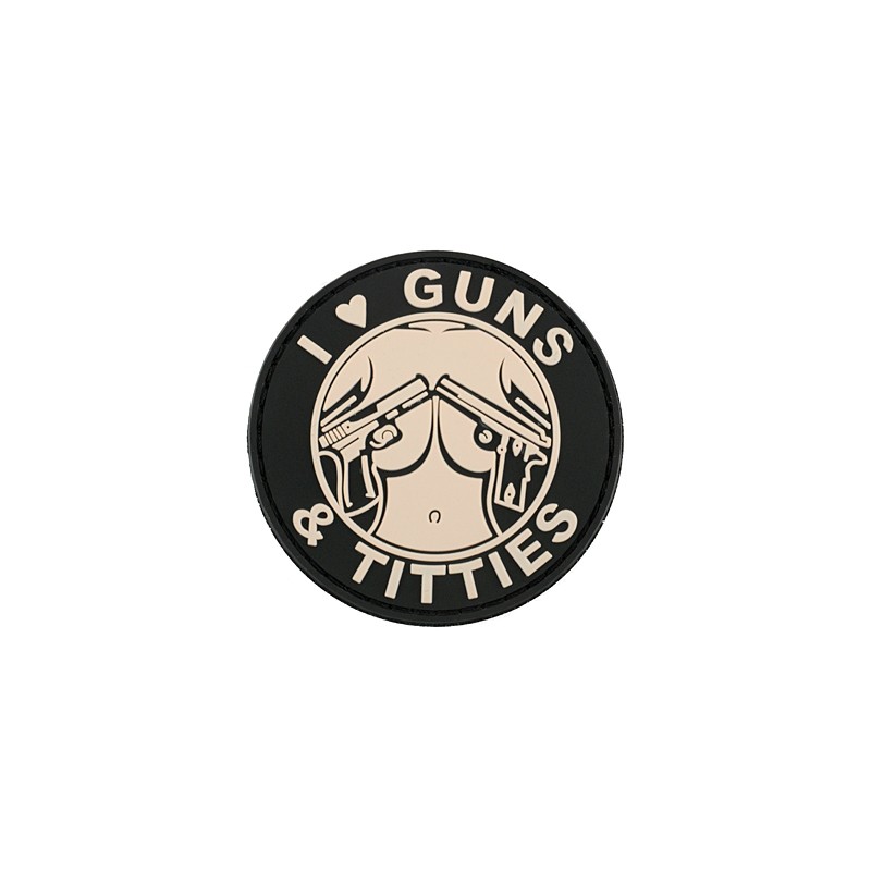 ACM Patch PVC 3D - Guns & Titties Rond Noir/Beige 60mm