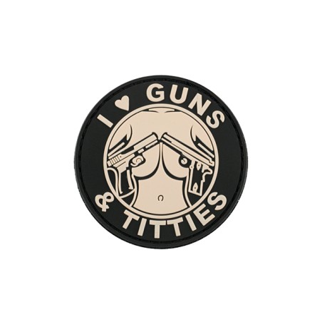 ACM Patch PVC 3D - Guns & Titties Rond Noir/Beige 60mm