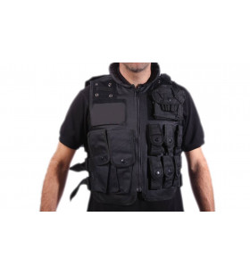 Delta Tactics Gilet Tactique SWAT Multipoches Noir